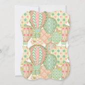 ピンクとアクアブルーのホットエアバルーン赤ちゃんシャワー 招待状 (裏面)