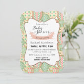 ピンクとアクアブルーのホットエアバルーン赤ちゃんシャワー 招待状 (スタンド正面)