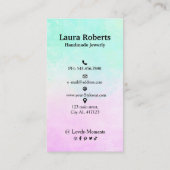 ピンクとアクアブルーの水の色のスタッドイヤリングブシン 名刺 (裏面)