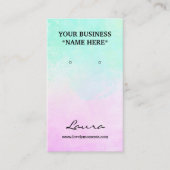 ピンクとアクアブルーの水の色のスタッドイヤリングブシン 名刺 (正面)