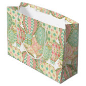 ピンクとアクアブルーホットエアバルーンイラストレーション ラージペーパーバッグ (裏面アングル)