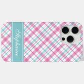 ピンクとアクアプレイドパターン Case-Mate iPhoneケース (裏面 (横))