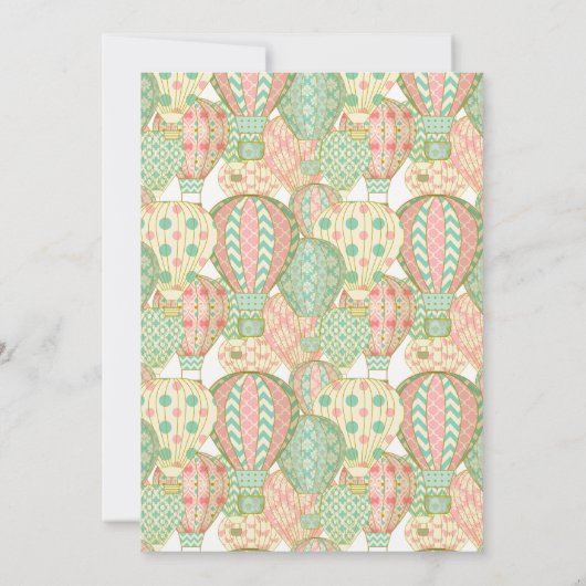 ピンクとアクアホットエアバルーン誕生日パーティー 招待状 (裏面)