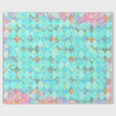 ピンクとアクアマロカンパターン ラッピングペーパー (フラット)