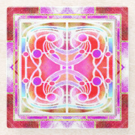 ピンクとアプリコのステンドグラス大聖堂ウィンドウ ガラスコースター