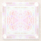 ピンクとアプリコのステンドグラス大聖堂ウィンドウ ガラスコースター (裏面)