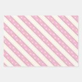 ピンクとアンティークの白いに猫の足をプリントストライプ ラッピングペーパーシート (正面3)