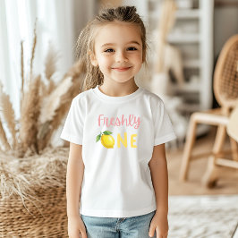 ピンクとイエロンのリボンがフレッシュなファーストバースデー ベビーTシャツ