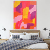 ピンクとイエローのはっきりした抽象芸術アート キャンバスプリント (インサイチュ (寝室))
