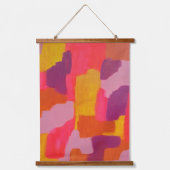 ピンクとイエローのはっきりした抽象芸術アート 吊り下げ型タペストリー (正面)