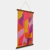ピンクとイエローのはっきりした抽象芸術アート 吊り下げ型タペストリー (傾斜あり)
