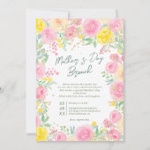 ピンクとイエローのガーデン花水彩の母の日 招待状 (正面)