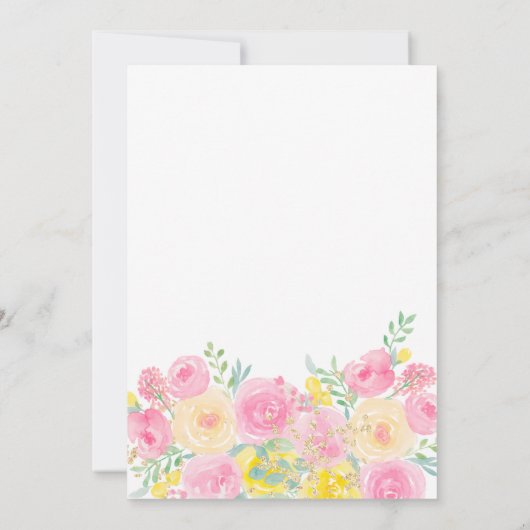 ピンクとイエローのガーデン花水彩の母の日 招待状 (裏面)