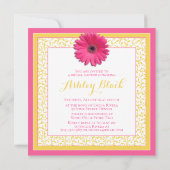 ピンクとイエローのゲルバダリア ブライダルシャワー招待状 招待状 (裏面)