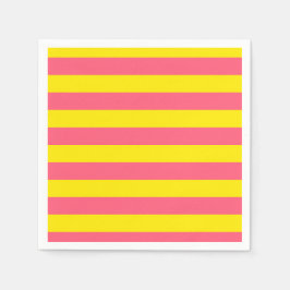 ピンクとイエローのストライプデザイン スタンダードカクテルナプキン
