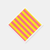 ピンクとイエローのストライプデザイン スタンダードカクテルナプキン (角)