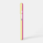 ピンクとイエローのストライプ iPhone 16ケース (左側面)