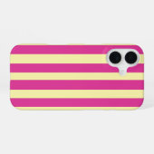 ピンクとイエローのストライプ iPhone 16ケース (裏面横)