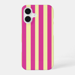 ピンクとイエローのストライプ iPhone 16ケース