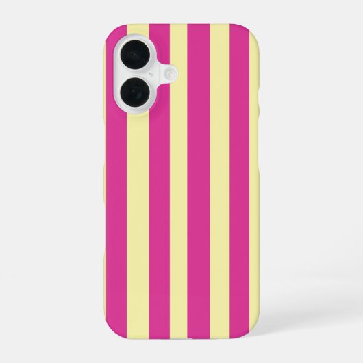 ピンクとイエローのストライプ iPhone 16ケース (裏面)