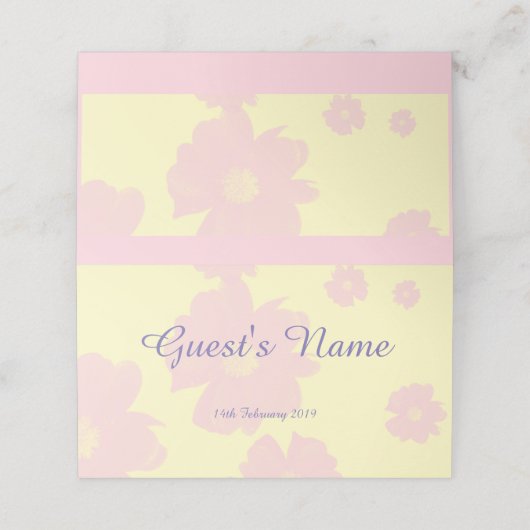 ピンクとイエローのデイジー結婚の座席表 プレイスカード (外部開封)