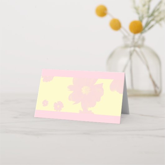 ピンクとイエローのデイジー結婚の座席表 プレイスカード (裏面)