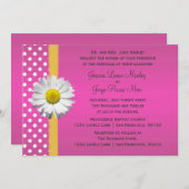 ピンクとイエローのデイジー結婚式招待状 招待状 (正面/裏面)