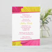 ピンクとイエローのデイジー ウェディング ブライダル シャワー 招待状 (スタンド正面)