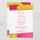 ピンクとイエローのデイジー ウェディング ブライダル シャワー 招待状 (正面/裏面)