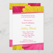 ピンクとイエローのデイジー スイート16の誕生日パーティー招待状 招待状 (正面/裏面)