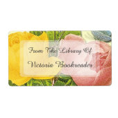 ピンクとイエローのバラ カスタム ライブラリー ラベル (正面)