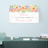 ピンクとイエローのフローラブライダルシャワーへようこそ 横断幕 (トレードショー)