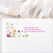 ピンクとイエローのフローラ差出人住所ラベル ラベル (インサイチュ)