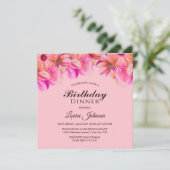 ピンクとイエローのフローラ誕生日ディナーパーティー 招待状 (スタンド正面)