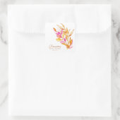 ピンクとイエローのミニマルボタニカル ブライダルシャワー スクエアシール (バッグ)