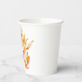 ピンクとイエローのミニマルボタニカル ブライダルシャワー 紙コップ (左)