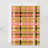 ピンクとイエローのモダンなチェック柄 卒業祝い 招待状 (裏面)