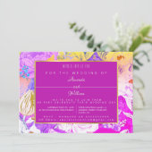 ピンクとイエローのヴィンテージフローラ 招待状 (スタンド正面)