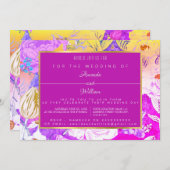 ピンクとイエローのヴィンテージフローラ 招待状 (正面/裏面)