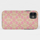 ピンクとイエローの女性らしいダマスク模様 Case-Mate iPhoneケース (裏面(横))