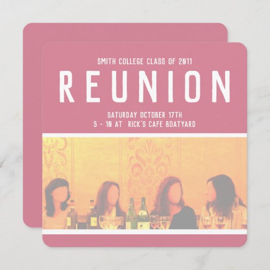 ピンクとイエローの女性イベント招待状 招待状 (正面/裏面)