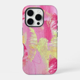 ピンクとイエローの抽象芸術フォンケース iPhone 16 PROケース