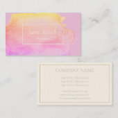 ピンクとイエローの水彩名刺 名刺 (正面/裏面)