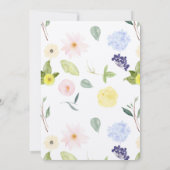 ピンクとイエローの水彩花柄のブライズシャワー 招待状 (裏面)