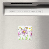 ピンクとイエローの水彩花 マグネット (インサイチュ (食洗機))