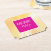 ピンクとイエローの紙コースター ペーパーコースター (アングル)