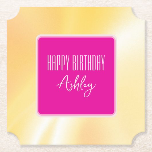 ピンクとイエローの紙コースター ペーパーコースター (正面)