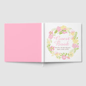 ピンクとイエローの花のリース ブライダルシャワー ゲストブック (全面)