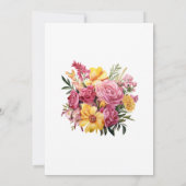 ピンクとイエローの花の結婚式リハーサルディナー 招待状 (裏面)