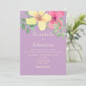 ピンクとイエローの花の結婚式招待状 招待状 (スタンド正面)